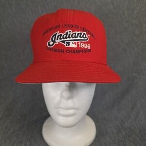 New Era Cleveland Indians‎ Hat Red Snapback 1996 Div Champ Y2K Vintage Made USA